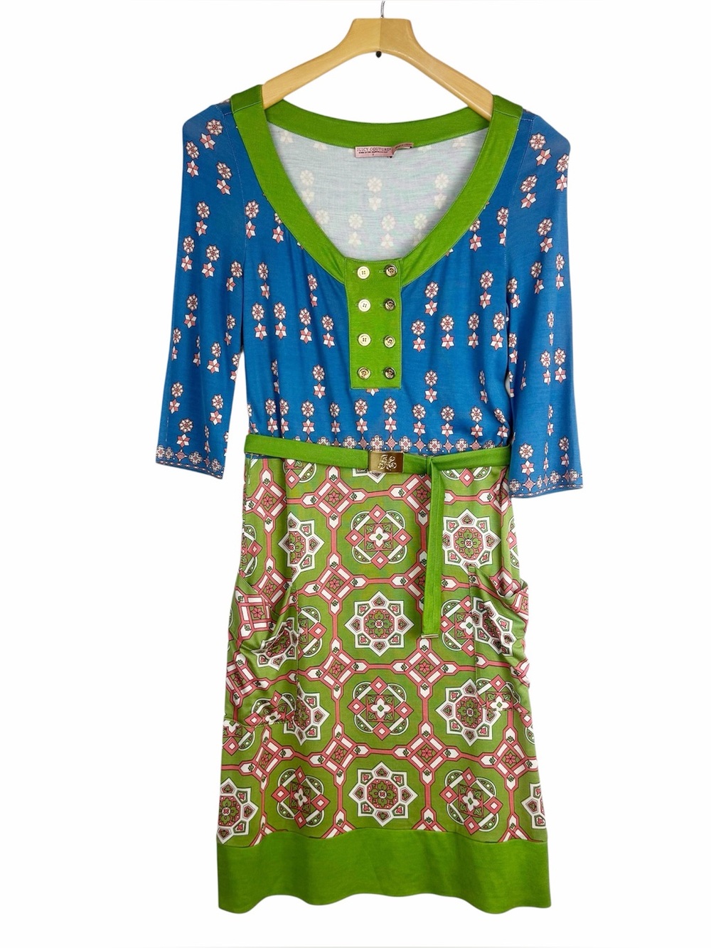 Juicy Couture Silk Blend Squash Jackie Print 3/4 Sleeve Dress Size Small